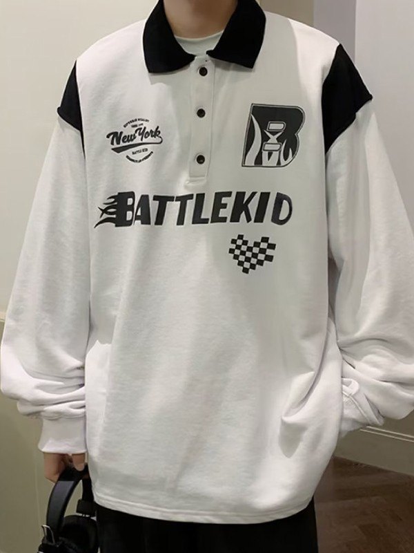 Patchwork-Sweatshirt mit Racing-Grafik für Herren-1