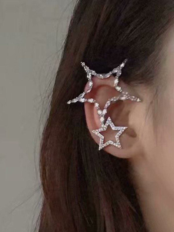 Sternförmige Ohrmanschette aus Strass-1