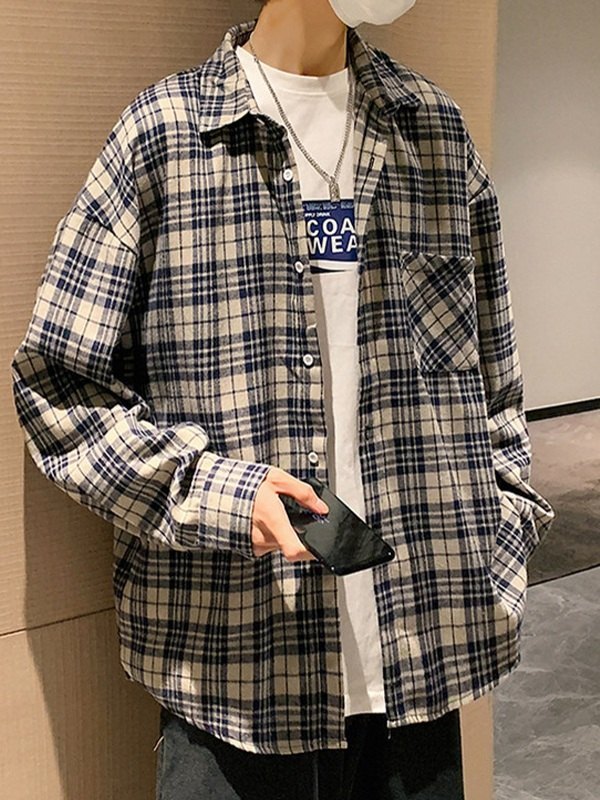 Karierte Langarm-Button-Down-Hemden für Herren-2