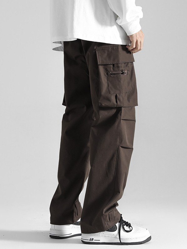 Gerade Cargohose mit Rüschen für Herren-2